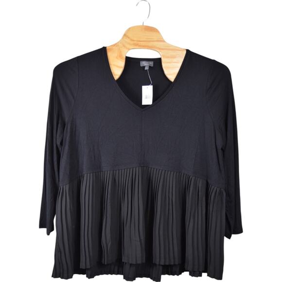 The Limited Collection Black Tunic Top 2X – Pleated Hem V-Neck NWT - Picture 1 of 7